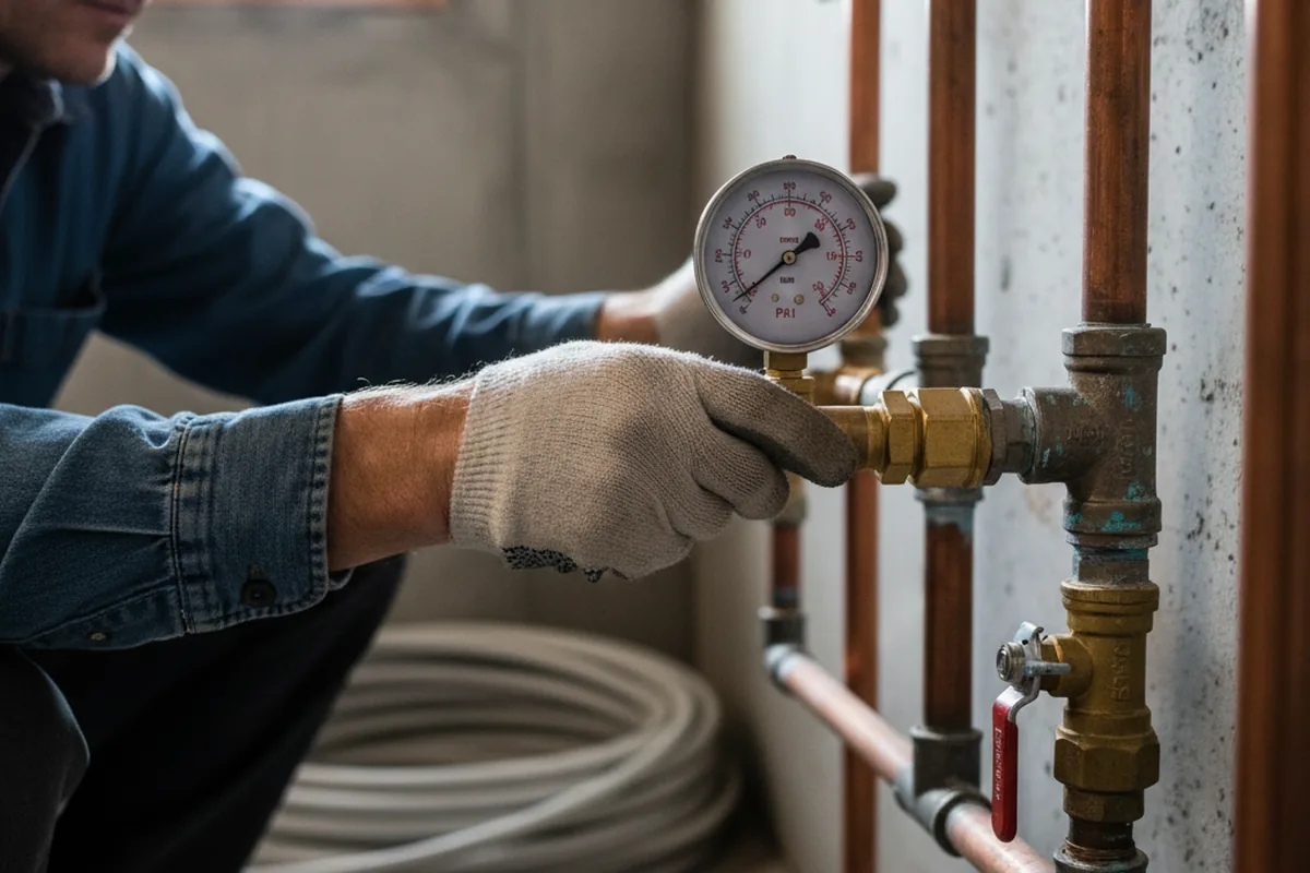 Pressure testing a repaired line during Water Line Repair in Hillsborough